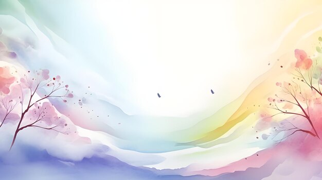 写真 活発なソーシャルメディアバナーテンプレートとカラフルな虹のグラディエントのポストデザイン