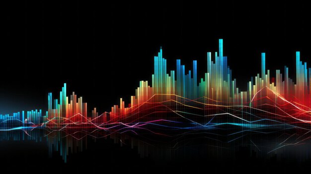 Vibrant sound wave on dark backdrop