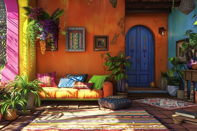 Vibrant South Americaninspired decor octane render