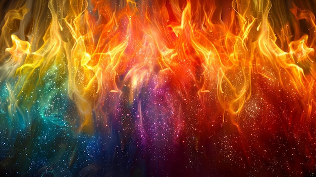 Vibrant Spectrum of Colors in Abstract Flame Background Warm to Cool Hues