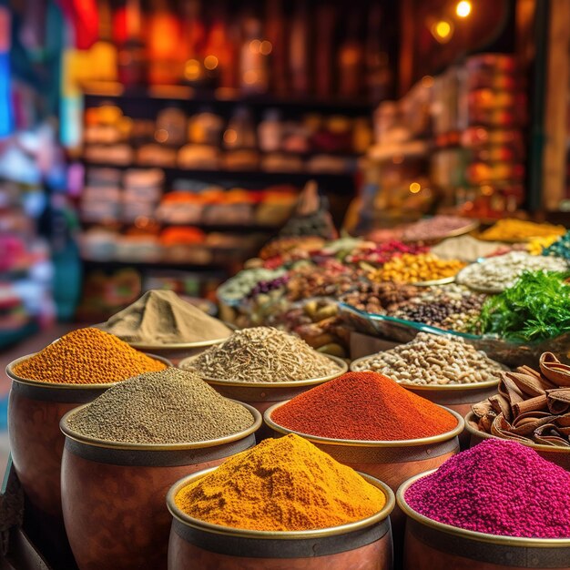 A vibrant spice market