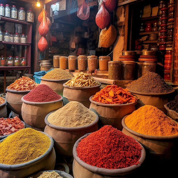 A vibrant spice market