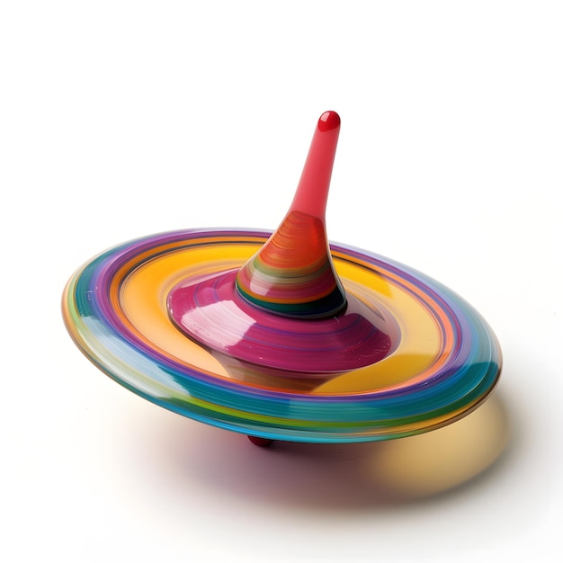 Photo vibrant spinning top captured in motion on a white background