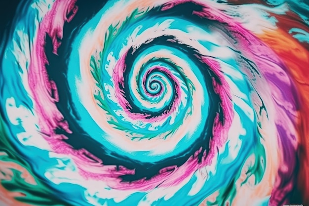 Vibrant spiral mural on a wall created with Generative AI technology