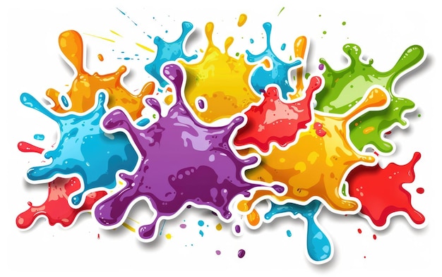 Photo vibrant splash colorful holi powder splash sticker generative ai