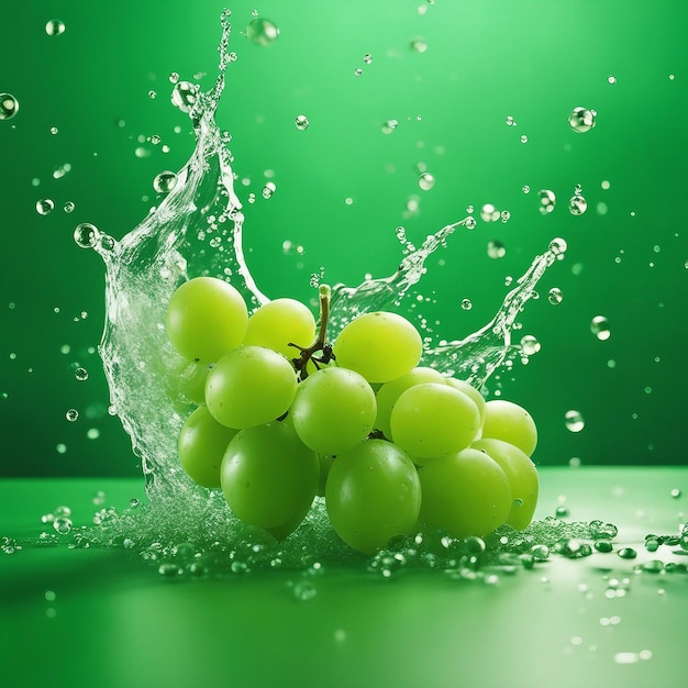 Vibrant Splash Fresh and Luscious Grapes in a Refreshing Water Splash Nature's Bounty Captured