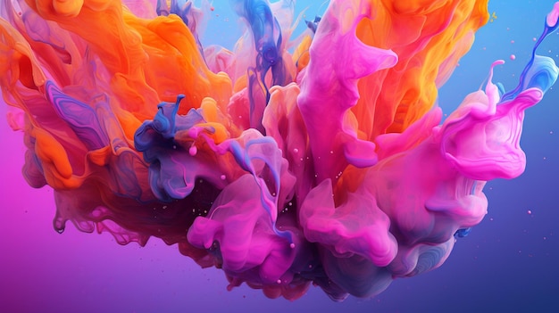 vibrant splash of paint in trendy colors such as pink orange blue and violet