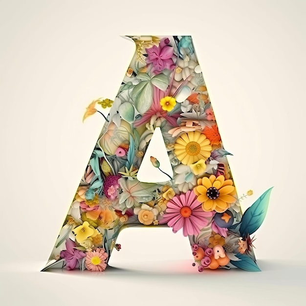 Vibrant Splashes of Alphabetical Beauty A FlowerDecorated Upper Case Letter A on Papercut