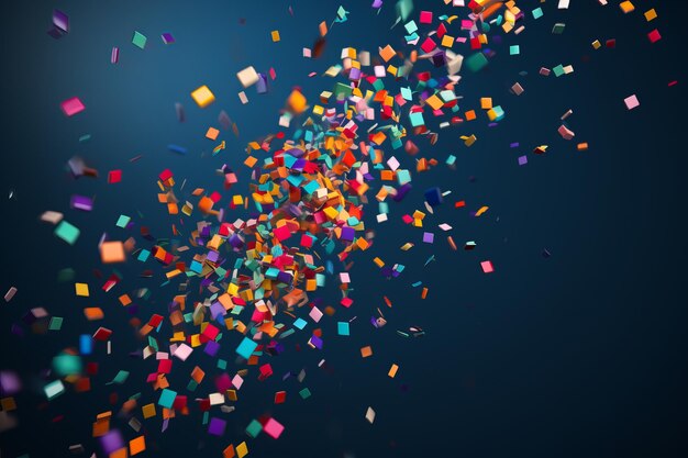 Photo vibrant splashes mesmerizing 3d rendering of colorful confetti in flight