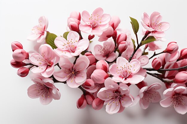 Vibrant Spring Blossoms on White Background