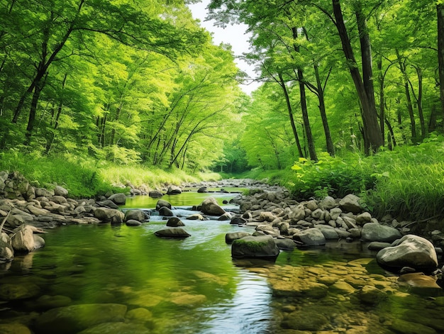 Vibrant Spring Forest Waterfall