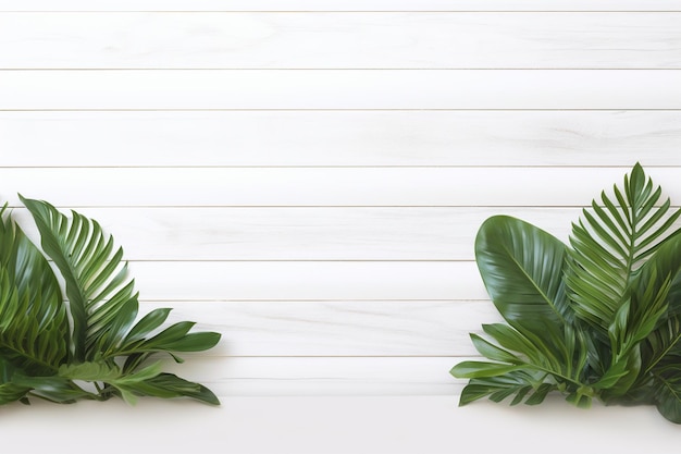 Vibrant Spring Leaves on Elegant White Wood