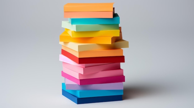 Photo a vibrant stack of multicolored papers each color blending into the next creates a mesmerizing display