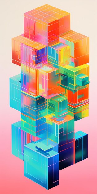 Photo vibrant stacked box illustration inspired by anna dittmann