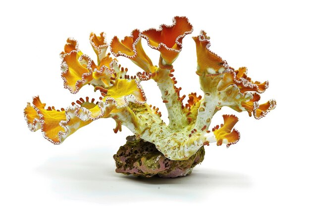 색에 분리 된 활기찬 Staghorn Porites 산호