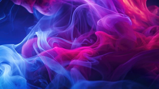 Vibrant streaks of neon light through the dense smoke creating a mesmerizing and dynamic display