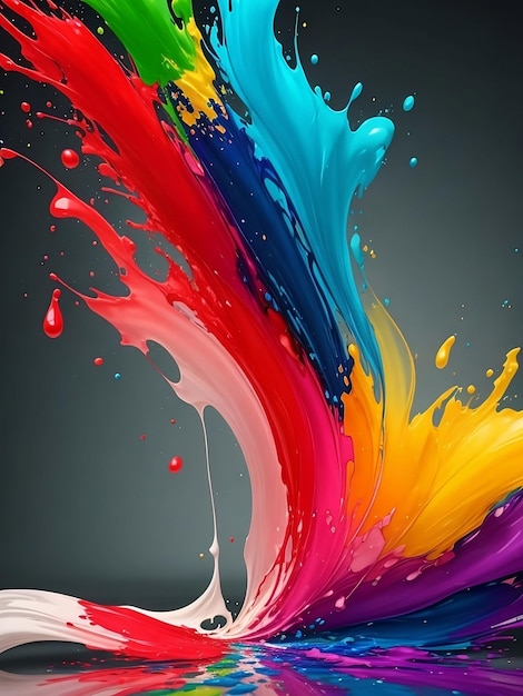 Живой поток разноцветной краски вырывается вверх тонким