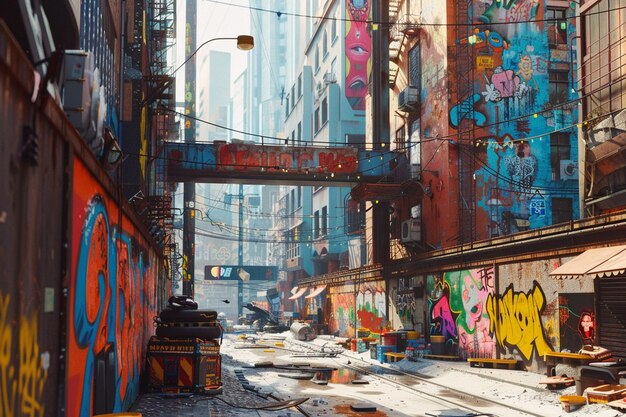 Vibrant street art in a bustling city