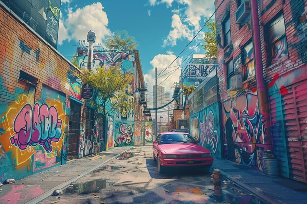 Vibrant street art in a bustling neighborhood