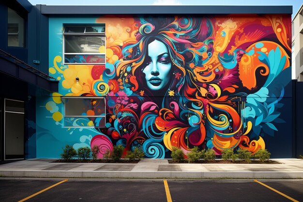 Vibrant street art covering the walls of an urban 00742 03