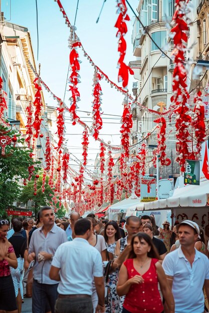 Photo a vibrant street festival in bucharest celebrating martisor