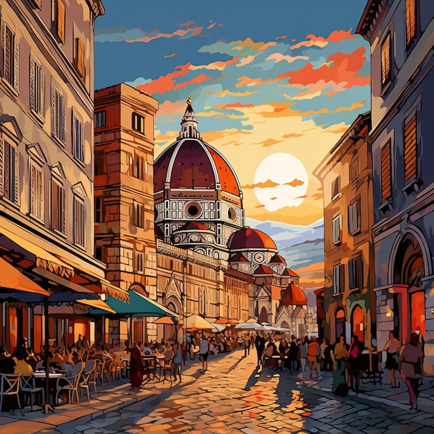 Vibrant Street in Florence