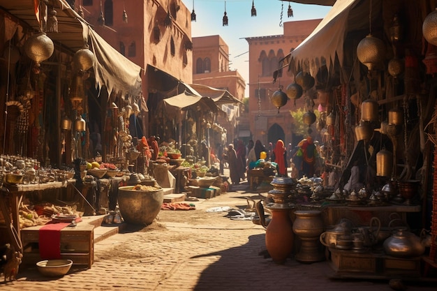 The vibrant street life of marrakech morocco with 00743 00