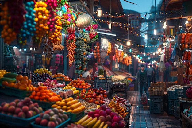 Vibrant street markets alive with color and sound