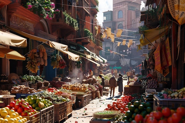 Vibrant street markets bustling with activity