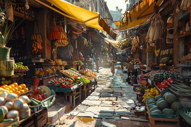 Vibrant street markets bustling with energy