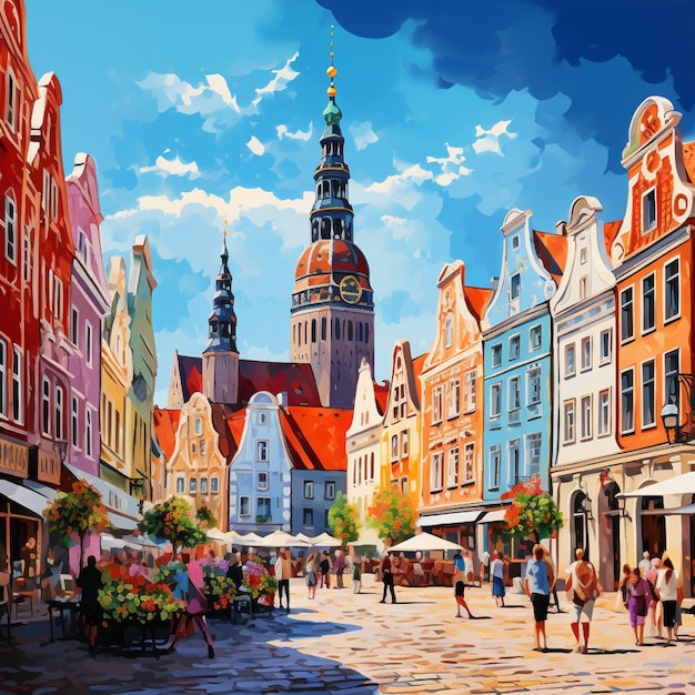 Vibrant Street in Riga's Medieval Old Town