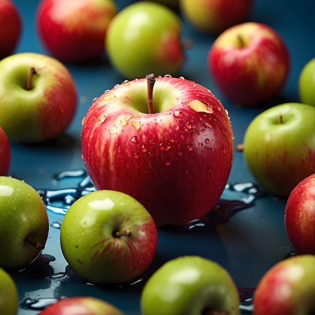 Vibrant Studio Shot Juicy Apple's Freshness