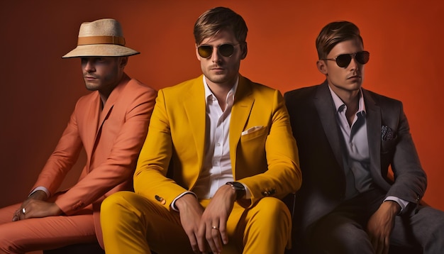 Vibrant Style Men sitting on a stool studio portrait