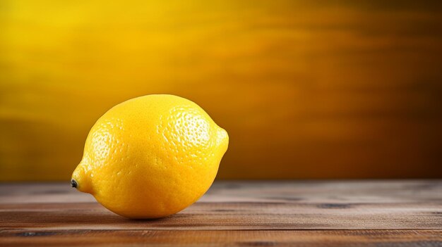 Photo a vibrant and succulent lemon placed against a rustic wooden background the lemon exudes freshness and citrus allure provides generous copy space making it ideal for various creative purposes