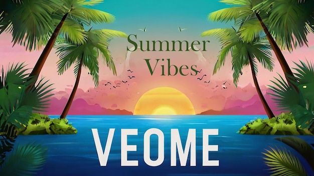 Vibrant Summer Background with Tropical Vibes