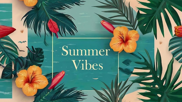 Vibrant Summer Background with Tropical Vibes