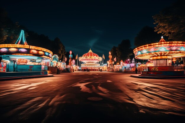 Vibrant Summer Carnival With Rides Generative AI