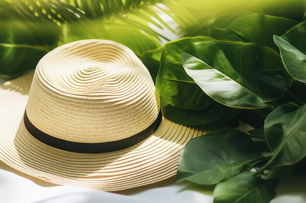 Foto vibrant summer essentials stylish women's hats skinsaving sunscreen