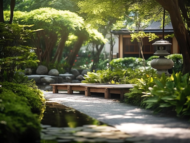 写真 活気のある夏の庭園の風景