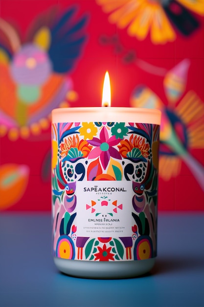 Vibrant Summer Glow Mexican Floral Embroidery and Candle Delight