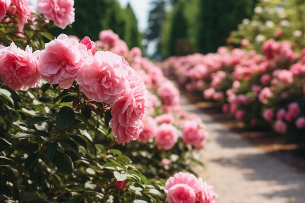 Foto serenata estiva vibrante affascinanti cespugli rosa in fiore in un giardino lussureggiante ar 32