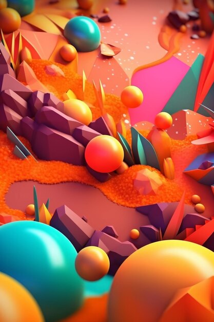 Vibrant Summer Themed 3D Abstract Background