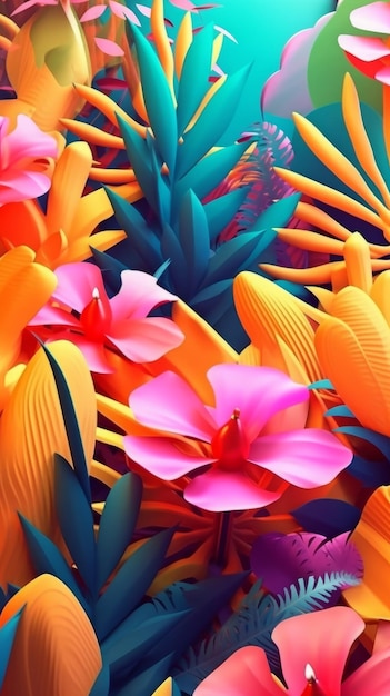 Vibrant Summer Themed 3D Abstract Background