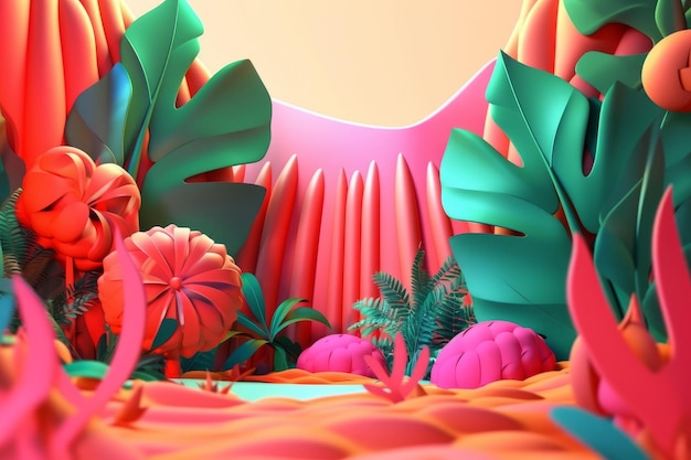 Яркий летний тематический 3D абстрактный фон