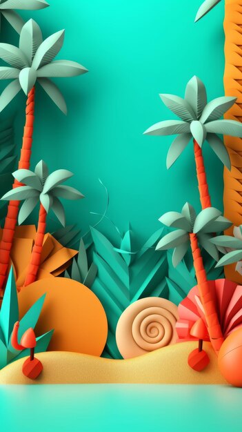 Vibrant summer themed 3d abstract background