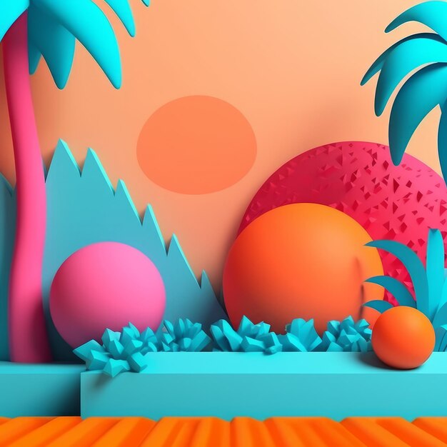 Vibrant summer themed 3d abstract background