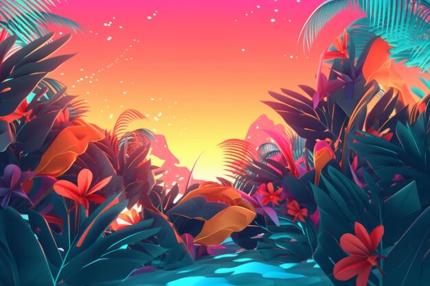 Photo vibrant summer themed 3d abstract background