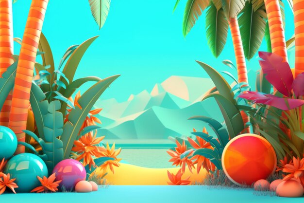 Vibrant Summer Themed 3D Abstract Background