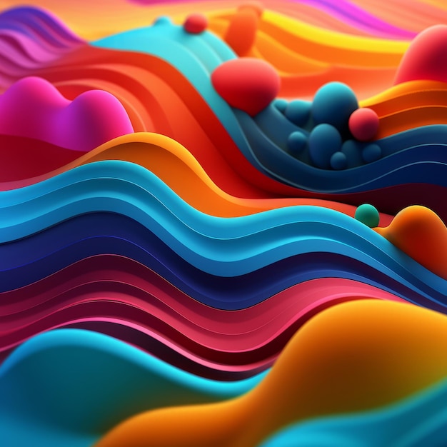 Vibrant Summer Themed 3D Abstract Background