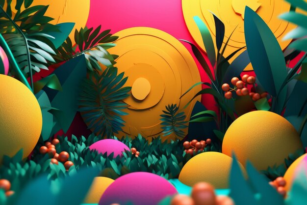 Vibrant Summer Themed 3D Abstract Background